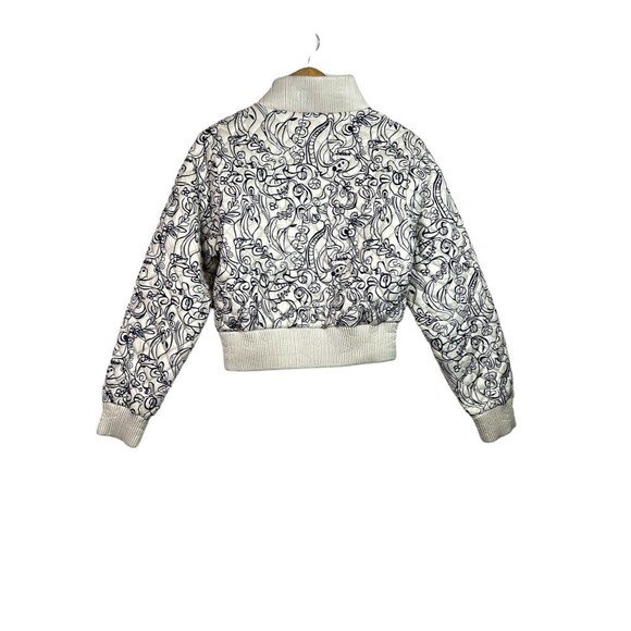 Odri White Blue Abstract Quilted Full Zip Feather Down Jacket Women's Si… - Picture 2 of 13